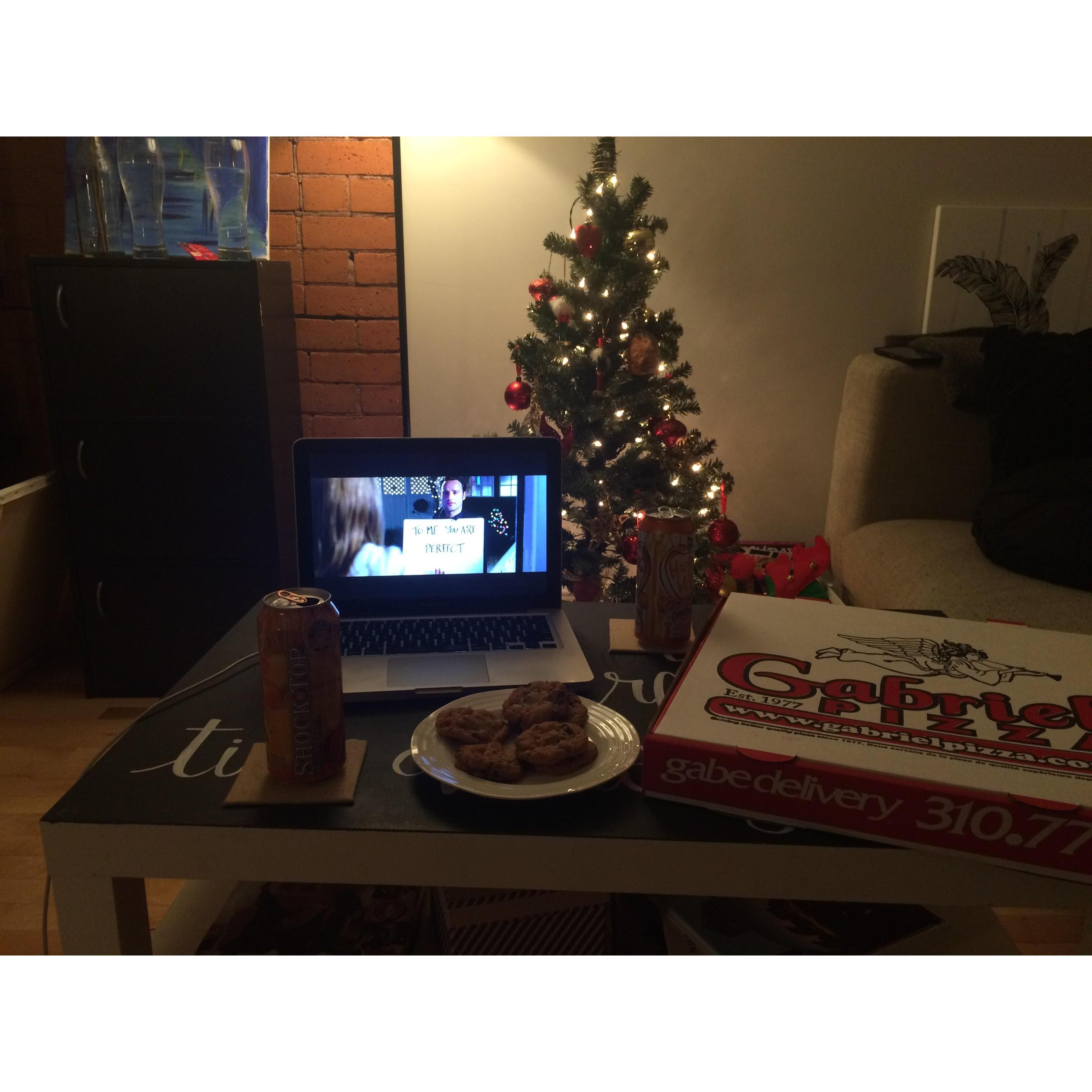Christmas traditions: Christmas tree, Christmas movie, Christmas cookies, Christmas pizza - December 2016
