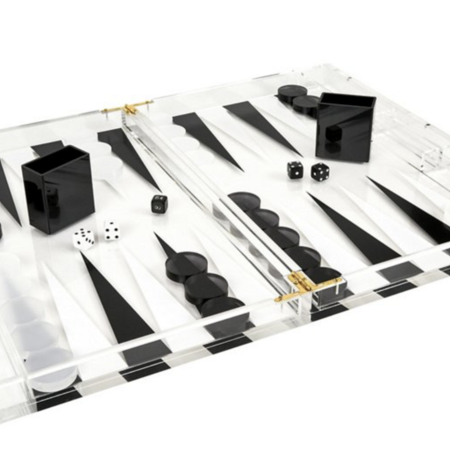 Black and White Lucite Backgammon Set