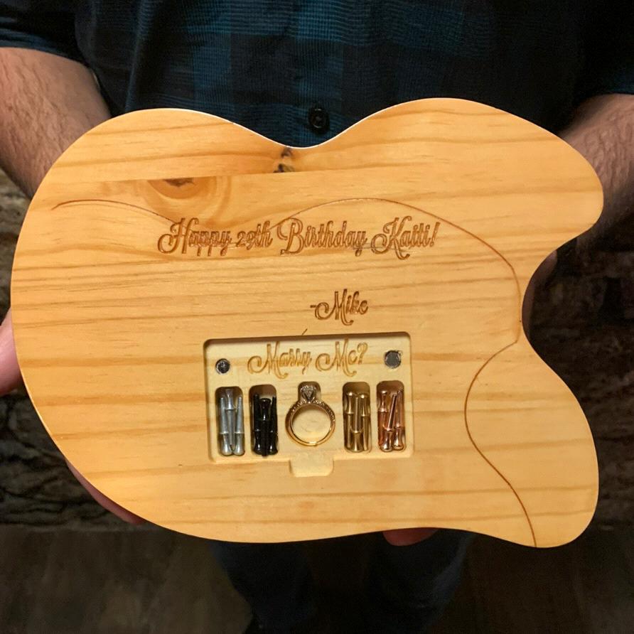 The addition Mike made to the hand-made “29” cribbage board, that Mike used to propose to Kaiti!