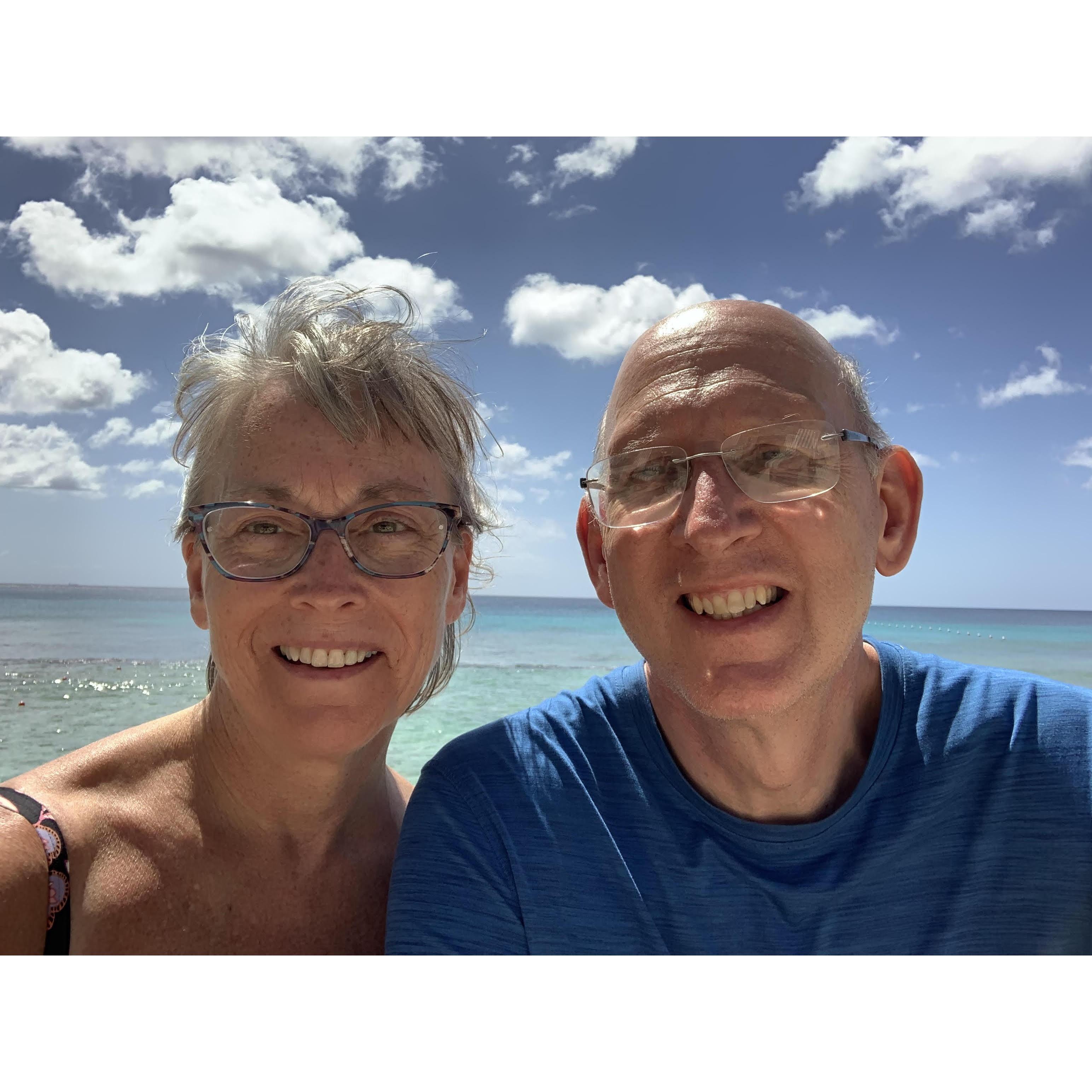 On the beach in Barbados