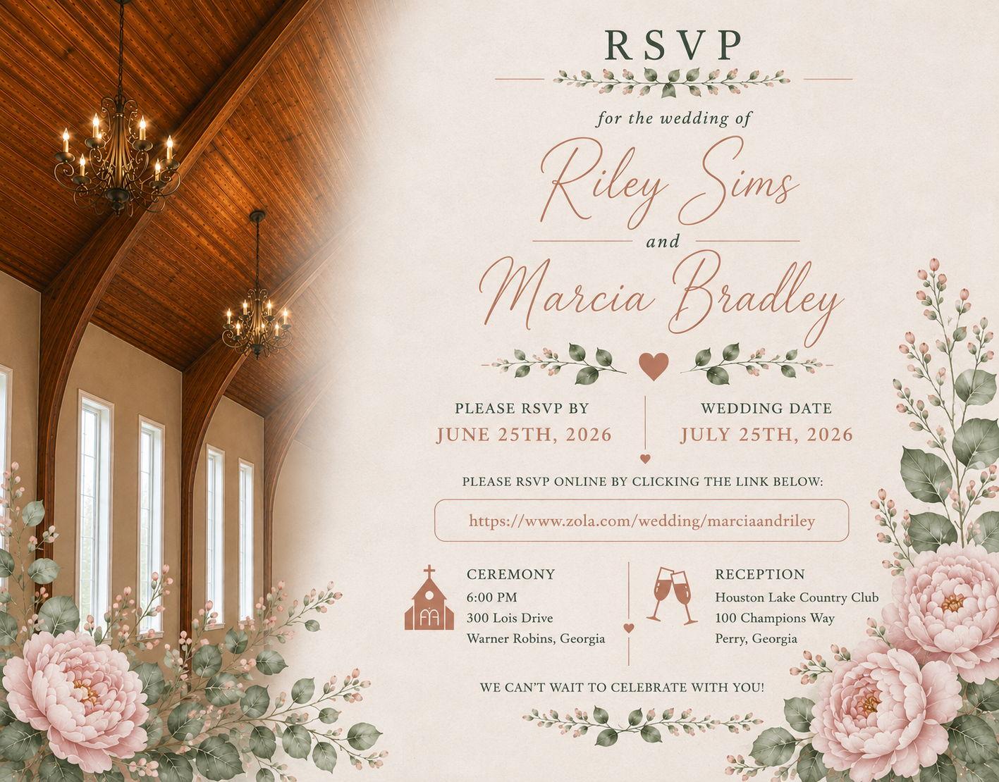 The Wedding Website of Marcia Bradley and Riley Sims