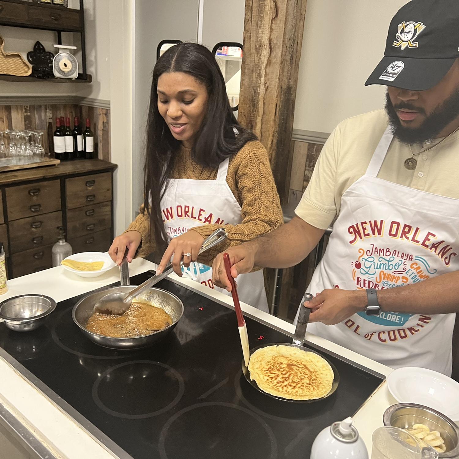 Our favorite couples experience so far, a hands on cooking class in New Orleans.