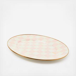Rosy Check Stainless Steel Oval Platter