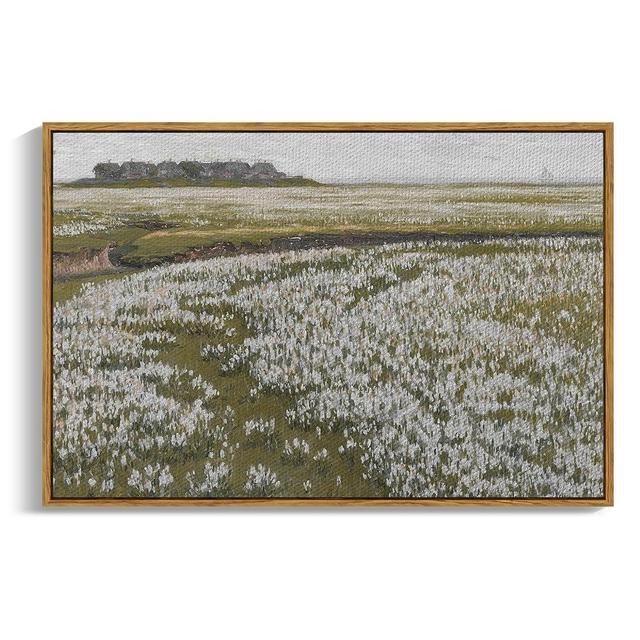 InSimSea Framed Canvas Wall Decor, Vintage Classical Grassland Paintings Large Wall Art, Meadow Full of Flowers Wall Hanging Decor for Living Room Farmhouse Bathroom 24x36in