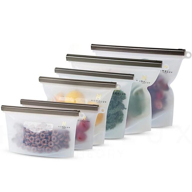 Homelux Theory Reusable Silicone Food Storage Bags Silicone Bags Reusable Bags Silicone Silicone Storage Bags Silicone Food Bags Reusable Silicone Food Bag (2 Large + 2 Medium + 2 Small (Black))