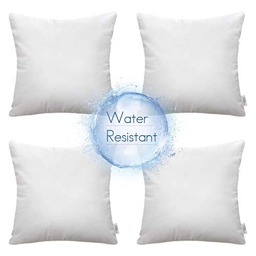 Ashler Outdoor Water Resistant Throw Pillow Inserts Hypoallergenic Standard Square White Polyester Sham Form 18 x 18 Inches, Pack of 4
