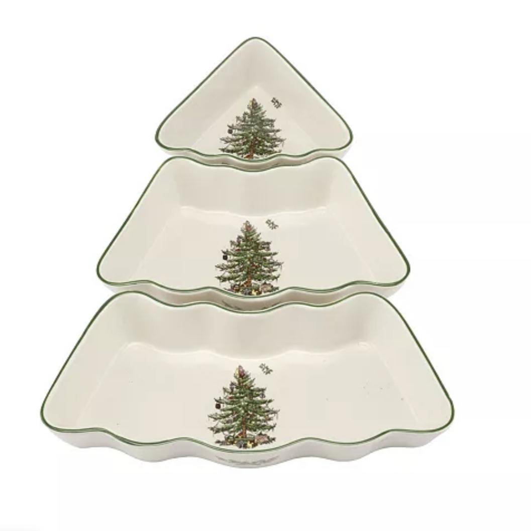 Spode Christmas Tree 3 Piece Tree Dip Bowl Set