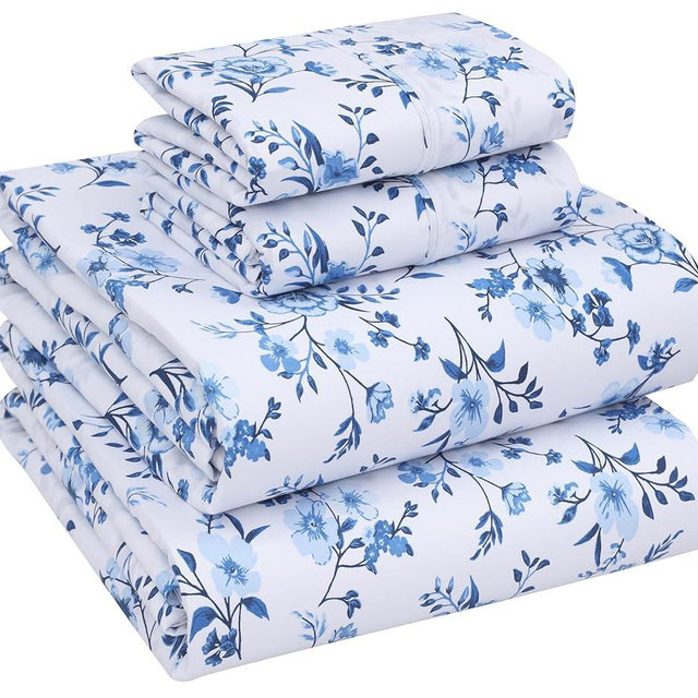 RUVANTI 100% Cotton Sheets for Queen Size Bed - Crispy Cooling Percale Sheets - Breathable & Durable Queen Sheet Set - 16 Inches Deep Pocket Sheets - Annual - 4 Pieces