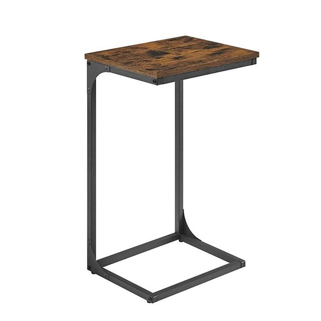 VASAGLE C-Shaped End Table, Side Table for Sofa, Couch Table with Metal Frame, Industrial, for Study, Work from Home in The Living Room, Bedroom, Rustic Brown and Black ULET353B01