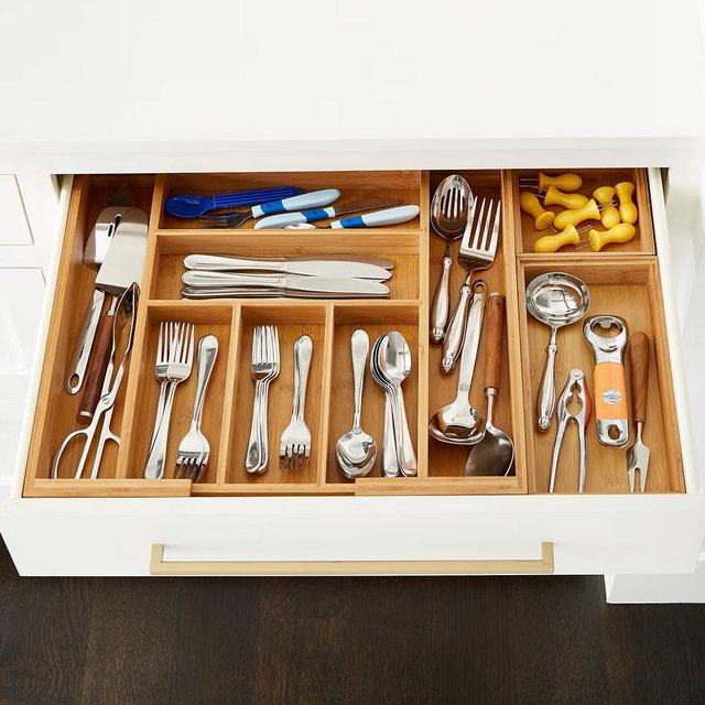 Bamboo Large Drawer Organizer Starter Kit