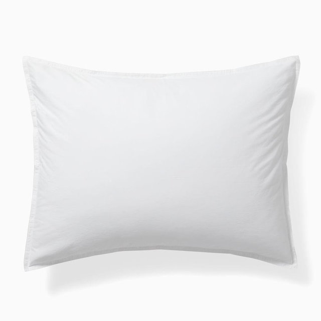 Organic Washed Cotton Percale King Sham, White