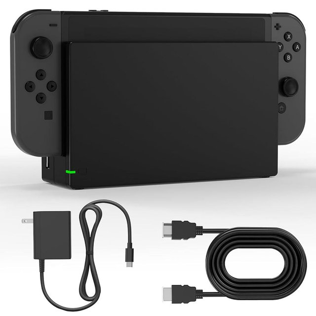 Dock Station for Nintendo Switch/Switch OLED, Replacement 3-in-1 TV Dock Set with Original IC Module, AC Charger & High-Speed HDMI Cable for 1080P HD Output（Not Compatible with Switch 2）