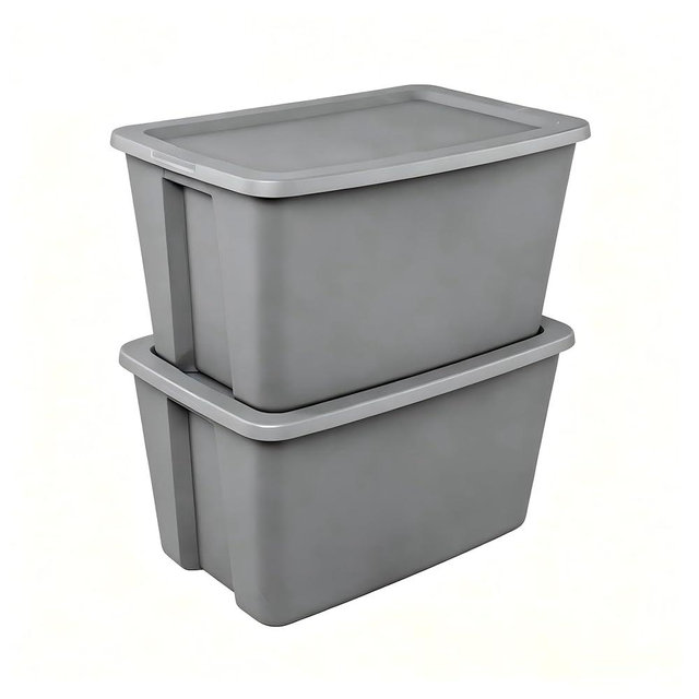 (2 pack) 30 Gallon Plastic Storage Bins with Snap Lids, Stackable Heavy-Duty Totes for Home, Garage, Closet, Bedroom and Basement Organization, Gray