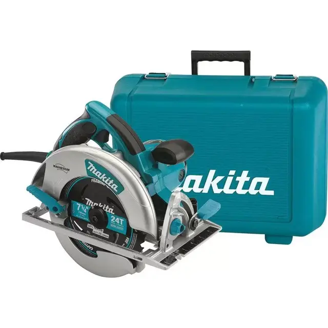 15 Amp 7-1/4 in. Corded Lightweight Magnesium Circular Saw with LED Light, Dust Blower, 24T Carbide blade, Hard Case