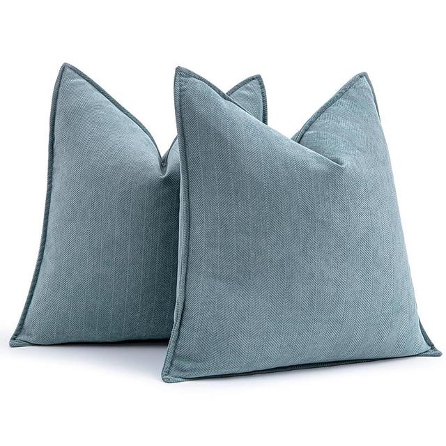 MIULEE Pack of 2 Dusty Blue Decorative Pillow Covers 20x20 Inch Soft Chenille Luxurious Couch Throw Pillows Farmhouse Cushion Covers with Elegant Design for Sofa Bedroom Living Room Home Decor