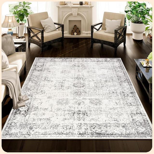 Istana 8x10 Rug – Grey & Beige Area Rug - Foldable Boho Rugs for Living Room 8x10 - Stain Resistant Modern Area Rugs 8x10 - Living Room Area Rugs 8x10 - Eco-Friendly Boho Washable Rug