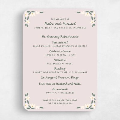 Pink Rounded Wedding Program - Marguerite