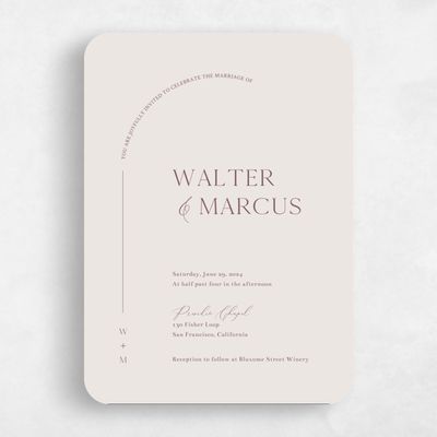 Beige Rounded Wedding Invitation - Olaya Portrait