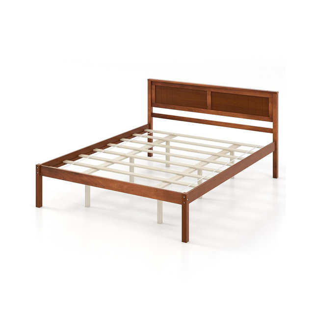 Slickblue Bed Frame with Wooden Headboard and Slat Support