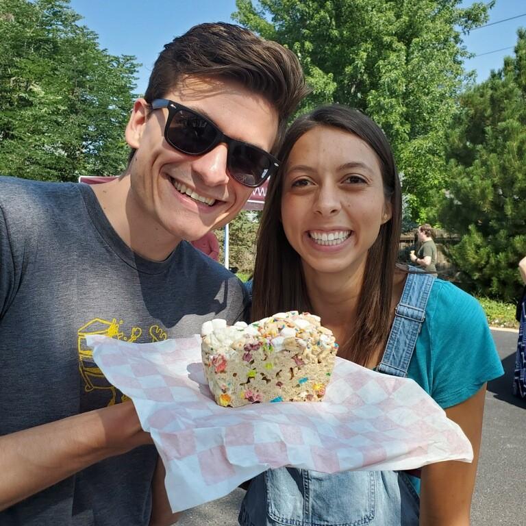 At the Palisade Peach festival enjoying the biggest rice crispy treat we had ever seen!