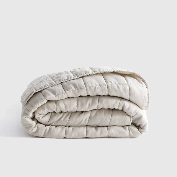 European Linen Box Quilt - Sand, Full/Queen