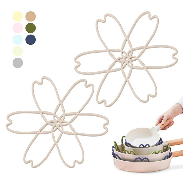 iPROTECT - Stack Expert | Multi-Purpose BPA-Free Silicone Pans & Pots Protector. Set of 2. Trivets for All Cookware Sizes, Protects Coating & Scratches, Dishwasher Safe (Silver Gray, L)