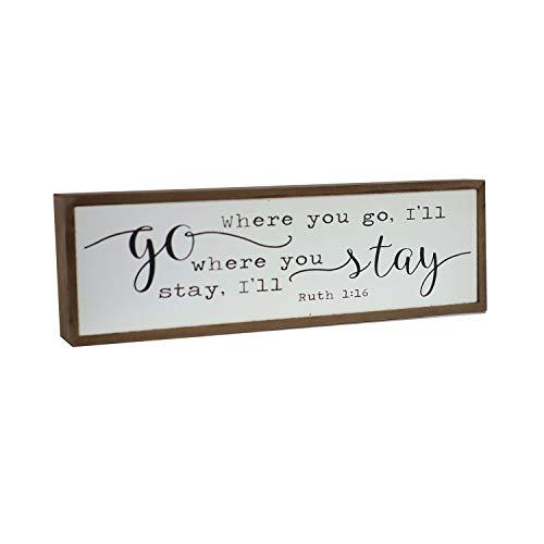 Parisloft Where You Go I Will Go Where You Stay I Will Stay Wood Block Signs, Freestanding Wood Home Decorations for Living Room