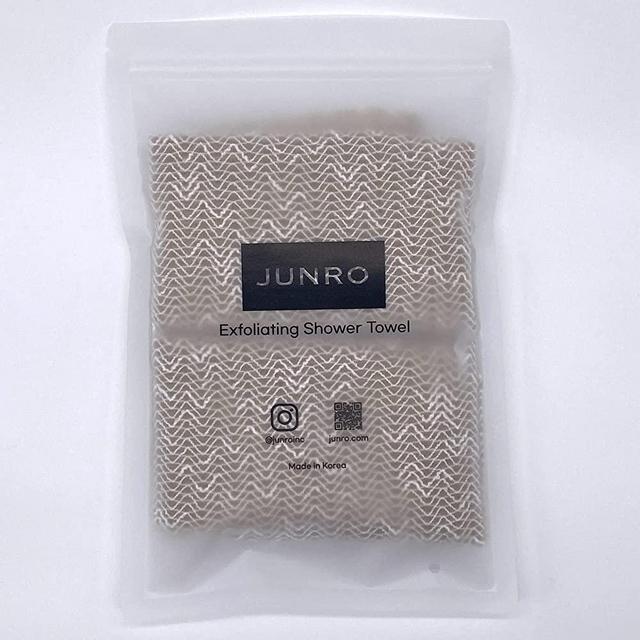 JUNRO (2 Pack) Exfoliating Shower Towel - Korean Mugwort Fabric Exfoliating Washcloth for All Skin Types - Made in Korea