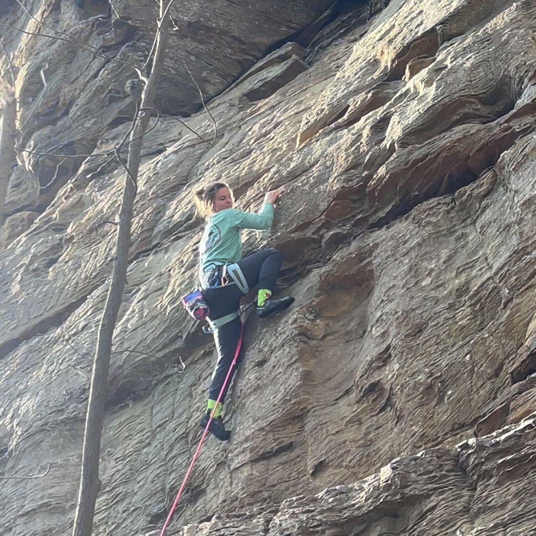 John taught me to lead climb- this is me on one of my first times actually doing it!