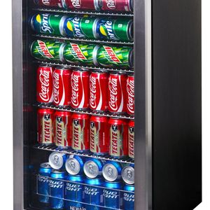 NewAir Beverage Cooler and Refrigerator, Mini Fridge with Glass Door, Perfect for Soda Beer or Wine, 126-Can Capacity, AB-1200