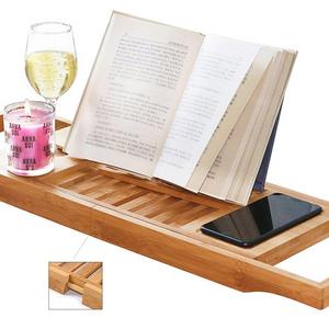 DOZYANT - DozyAnt Bathtub Caddy Bamboo Bathtub Tray, Made Of 100% Premium Bamboo With Extending Sides, Reading Rack, Tablet Holder, Cellphone Tray & Integrated Wine Glass Holder