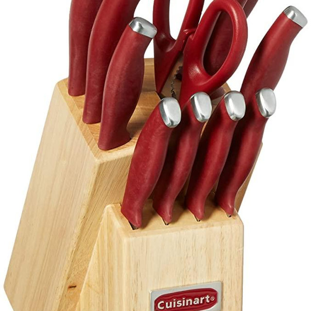 Cuisinart C77SSR-12P Color Pro Collection 12 Piece Knife Block Set, Red