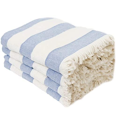 Set of 4 Turkish Beach/Pool Towels. 100% Organic Turkish Cotton, Stylish and Portable XL Design.
