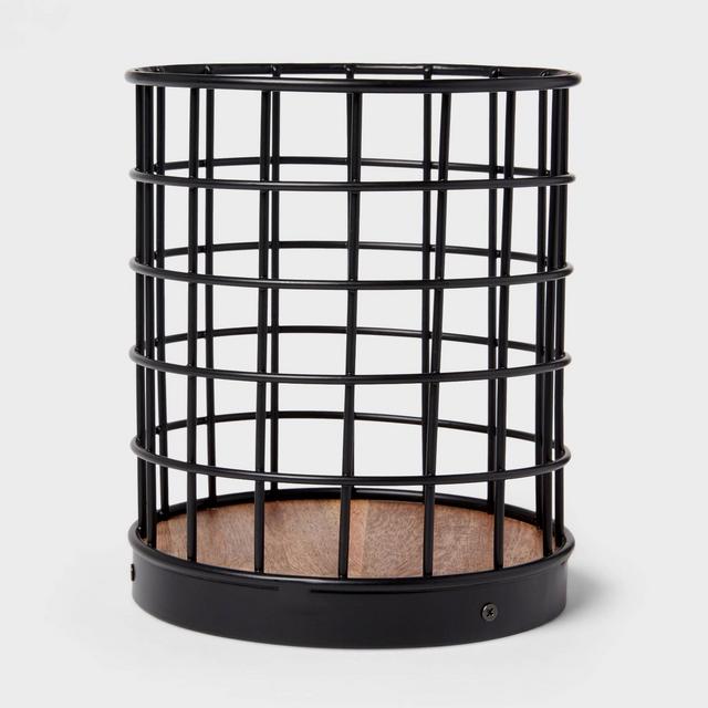 Iron and Mangowood Wire Utensil Holder Black - Threshold™