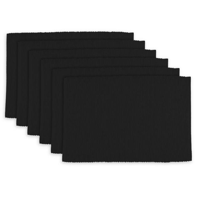 Design Imports Ribbed Placemats in Black (Set of 6)