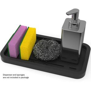 Good to Good - Kitchen Sponge Holder Sink Organizer Sink Caddy Silicone Sink Tray Soap Holder Sponges Rack (Black)