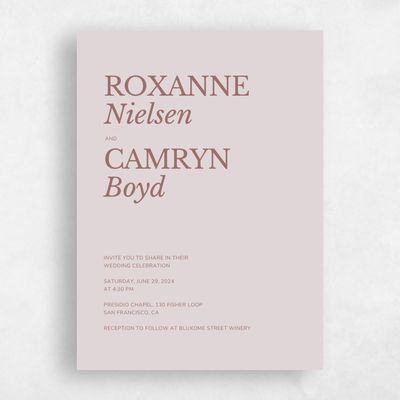Lavender Mist, Pink Wedding Invitation - Jaramillo Type
