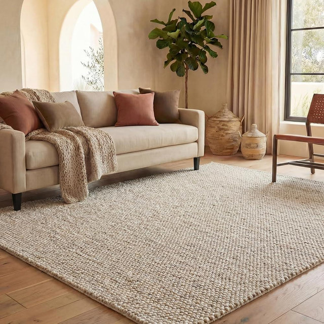 SAFAVIEH Area Rug 9x12 - Natura Collection - Large - Grey & Ivory, Handmade Wool Blend, Raised Textured Pile, Ideal for Living Room, Bedroom, Dining Space (NAT425F)