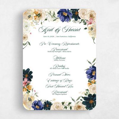 White Rounded Wedding Program - Moderna