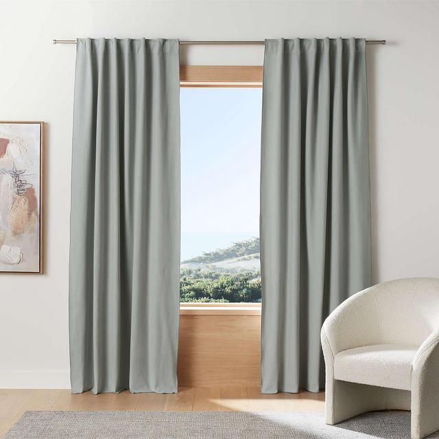 Mist Blue Organic Cotton Merrow Stitch Blackout Window Curtain Panel 52"x96"