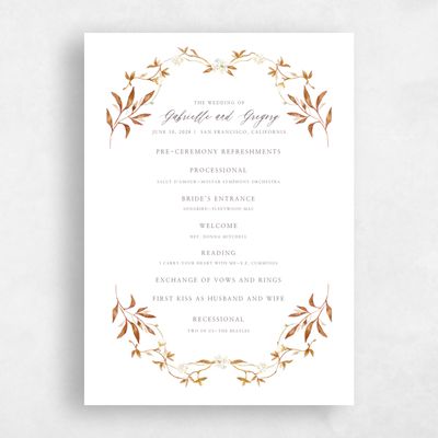Nutmeg, Orange Wedding Program - Verdure