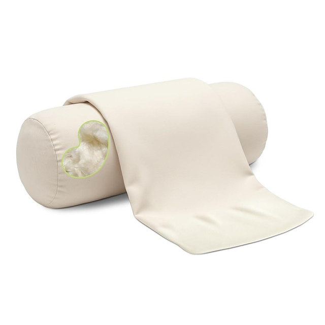 Organic Cotton Neck Roll Pillow with Pillowcase – Organic Kapok Filled Soft Neck Pillow with Hypoallergenic, Breathable Fabric Washable Protector – Supportive for Deep Sleep – Made in USA, 5" x 14"