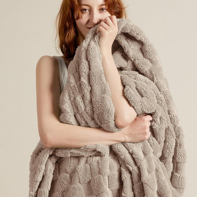 Bedsure Light Taupe Fleece Blanket for Couch - Super Soft Cozy Throw Blankets for Women, Cute Small Throws for Girls, 50x70 Inches