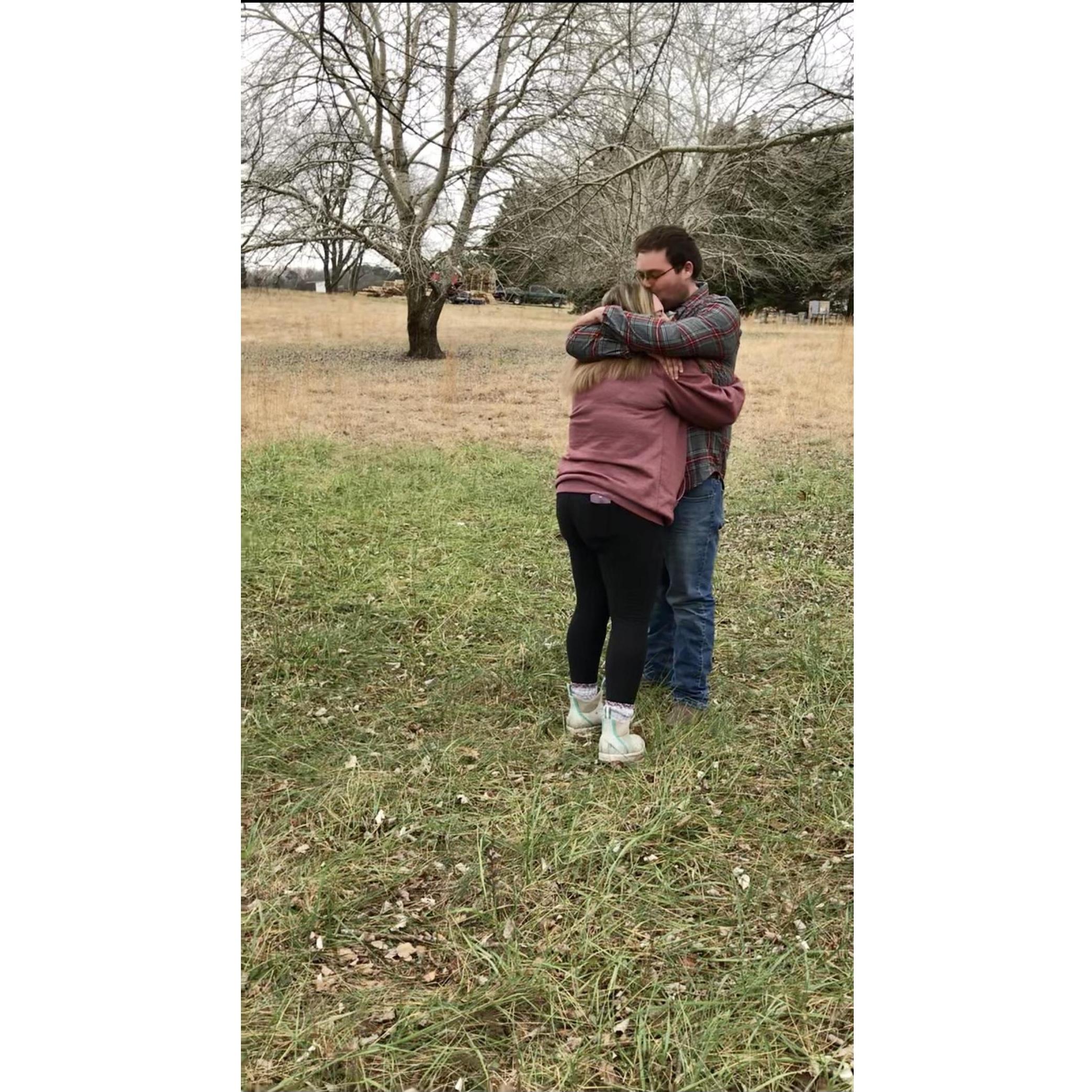The first big memory on our brand new piece of property where our forever home will be built! Jack asked me to marry him! December 21, 2021