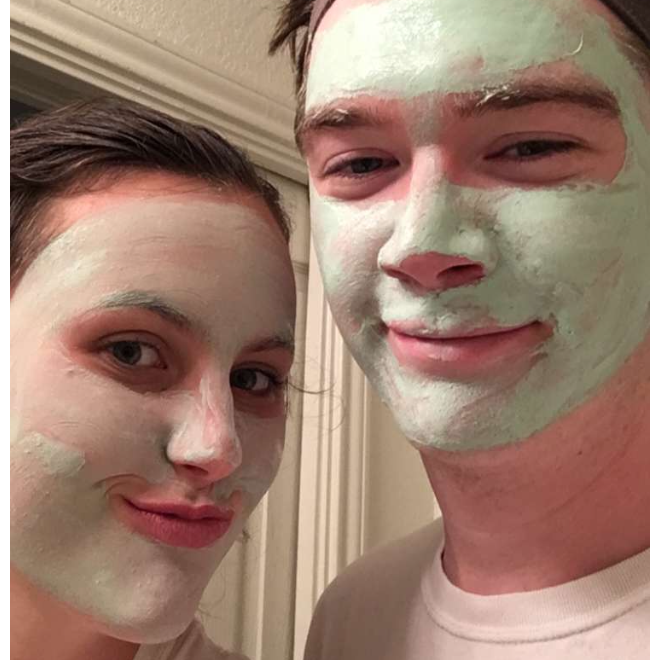 Don't let Ian fool you. Face masks are a common date night in!