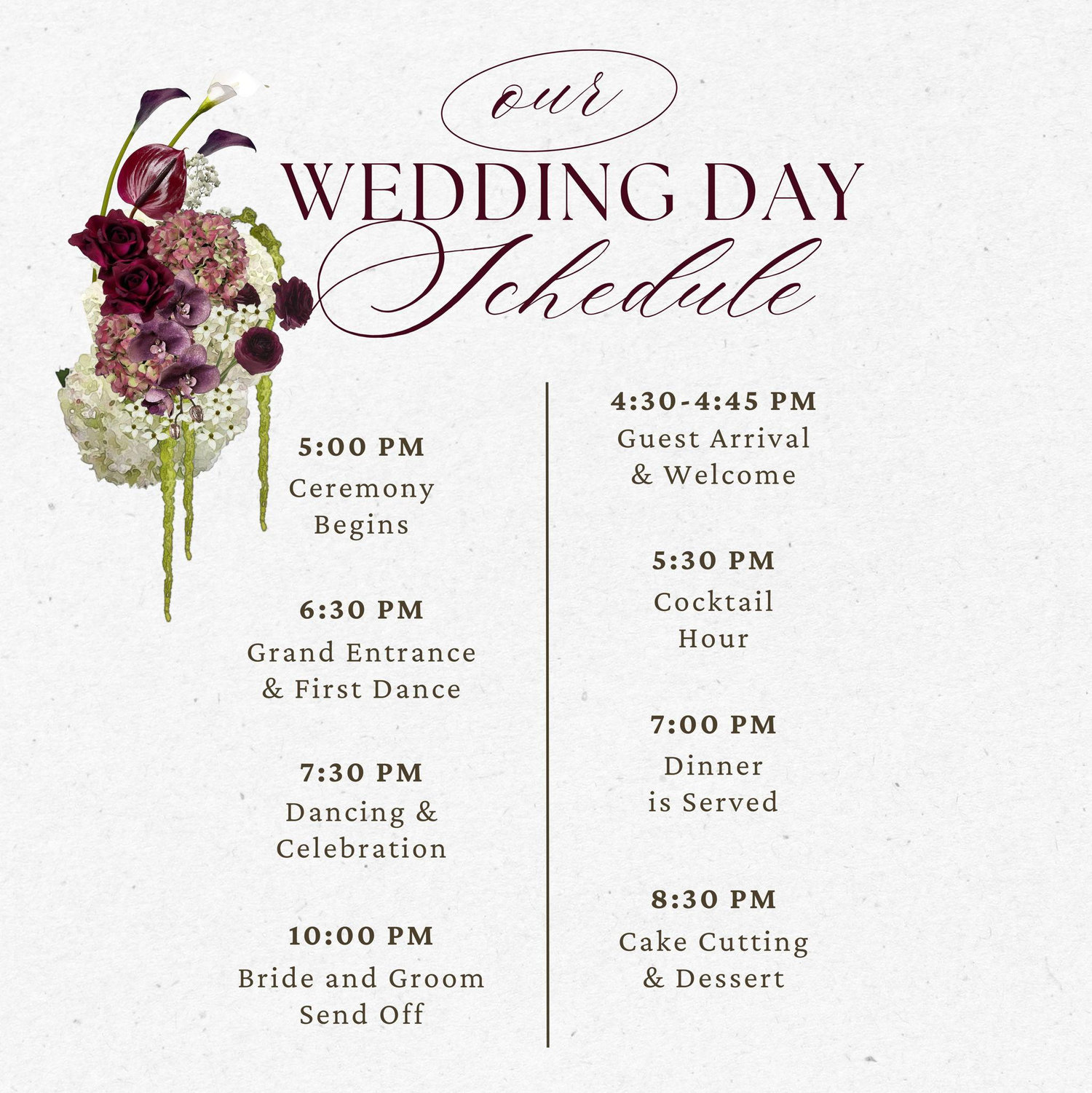 Wedding Day Schedule