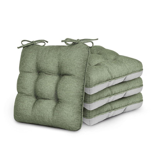 Love's cabin Memory Foam Chair Cushions Set of 4, 19"x19"x3.5" Indoor & Outdoor Seat Pads for Dining, Kitchen, Office, Patio Chairs - Green