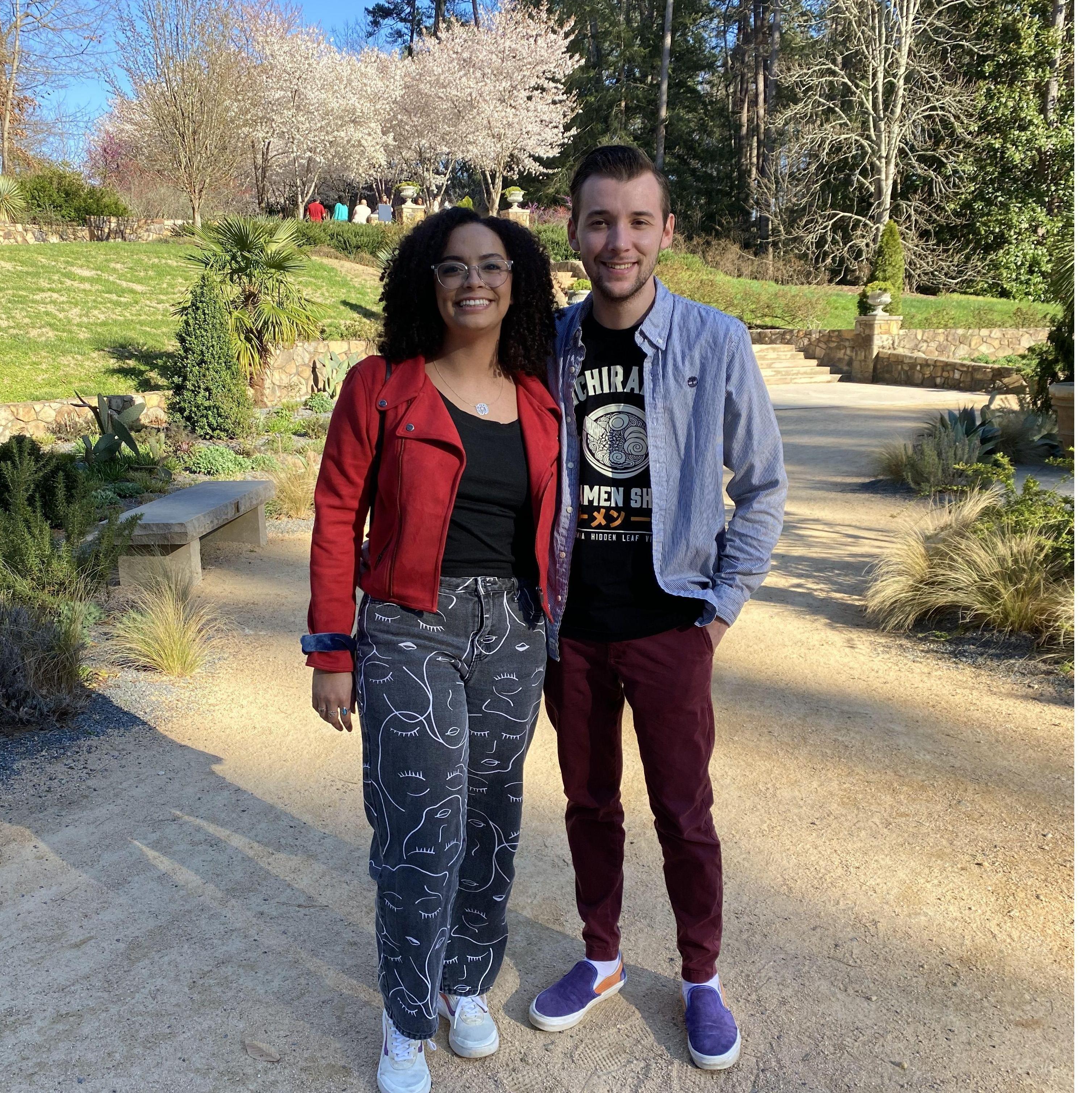 March 2022: This photo was taken at one of our favorite spots in NC, the Sarah Duke Gardens. This was the only time we visited North Carolina before moving.