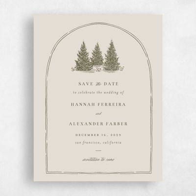 Classic Greige, Green Wedding Save the Date - Auburn Portrait