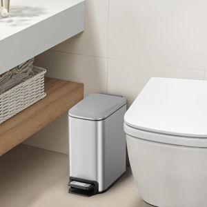 Small Bathroom Trash Can (Silver)